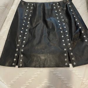 Studded black leather mini skirt size s